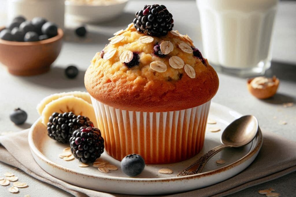 Recipe for Banana Blackberry Oatmeal Muffins