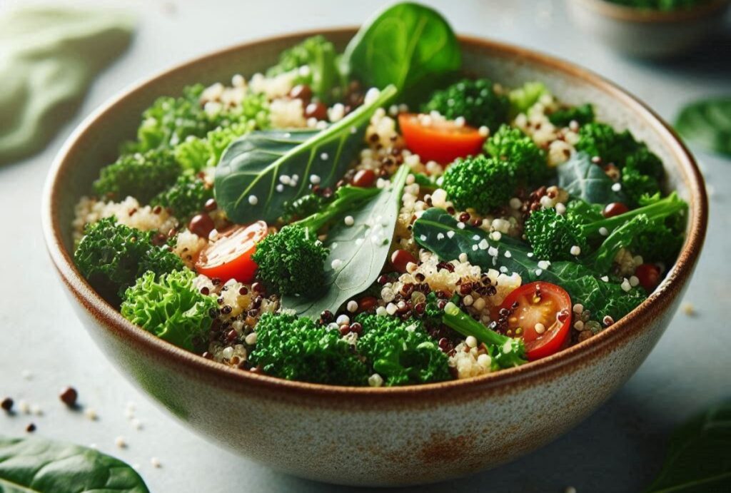SALADS WITH KALE AND SPINACH: Quinoa, Kale, and Spinach Salad