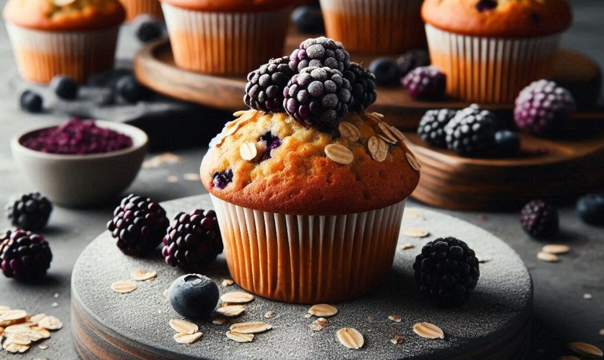 banana blackberry oatmeal muffins