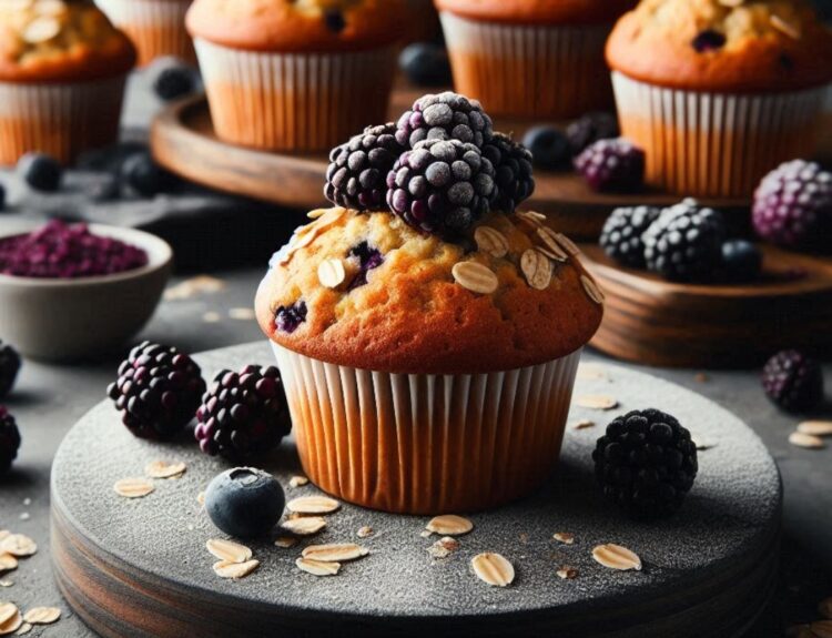 banana blackberry oatmeal muffins