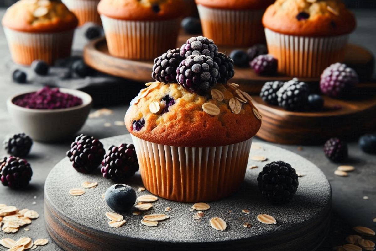 banana blackberry oatmeal muffins