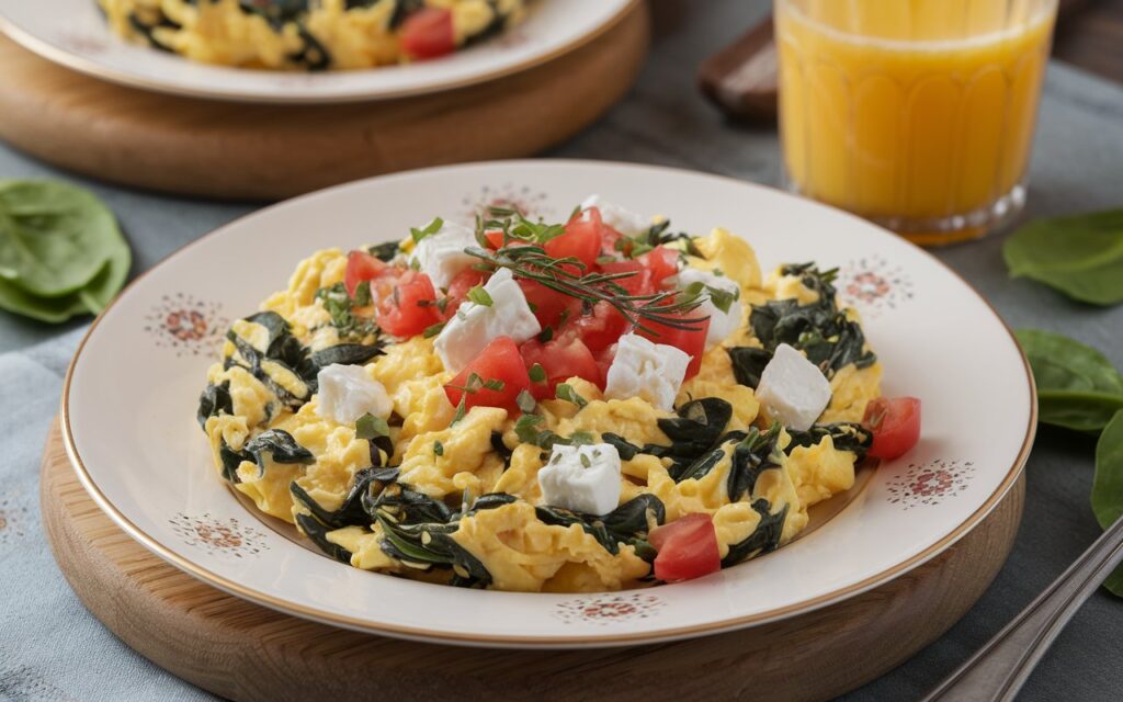 How to Make Scrambled Eggs with Spinach and Feta