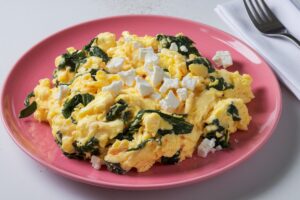 Scrambled Eggs with Spinach and Feta Easy Breakfast Idea