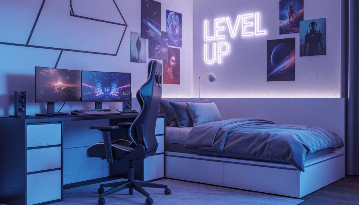 Futuristic Teen Boy Bedroom Ideas for Sleep and Gaming