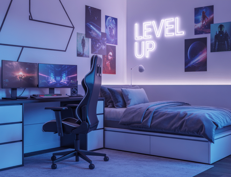 Futuristic Teen Boy Bedroom Ideas for Sleep and Gaming