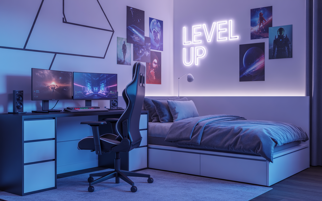 Futuristic Teen Boy Bedroom Ideas for Sleep and Gaming