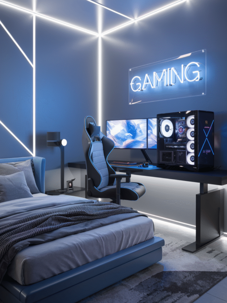 Teen Bedroom with the Ultimate Gaming Setup