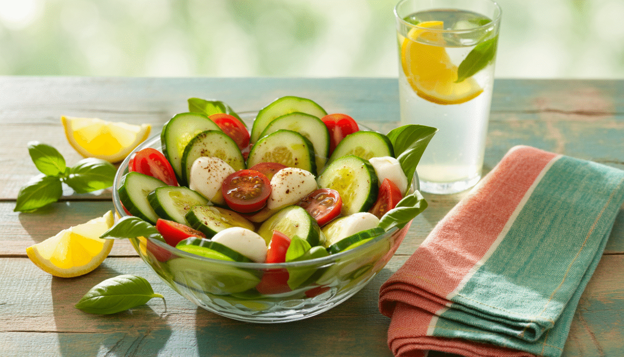 Easy Cucumber Caprese Salad