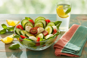 Easy Cucumber Caprese Salad