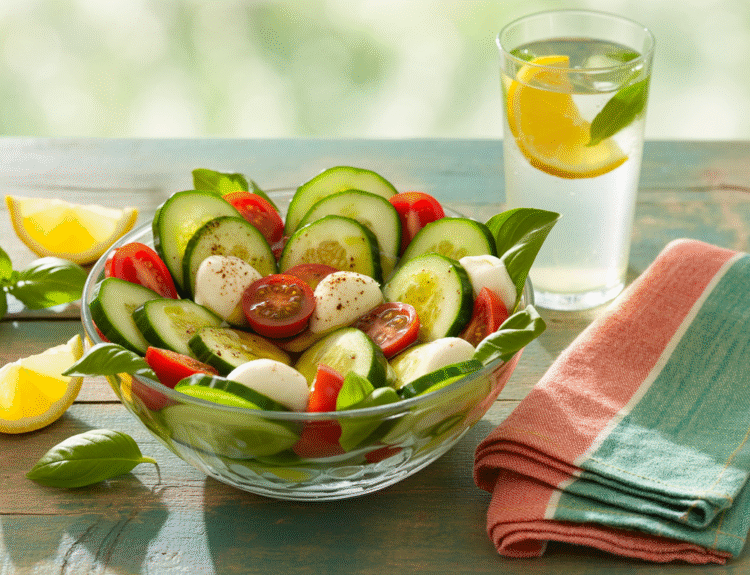 Easy Cucumber Caprese Salad