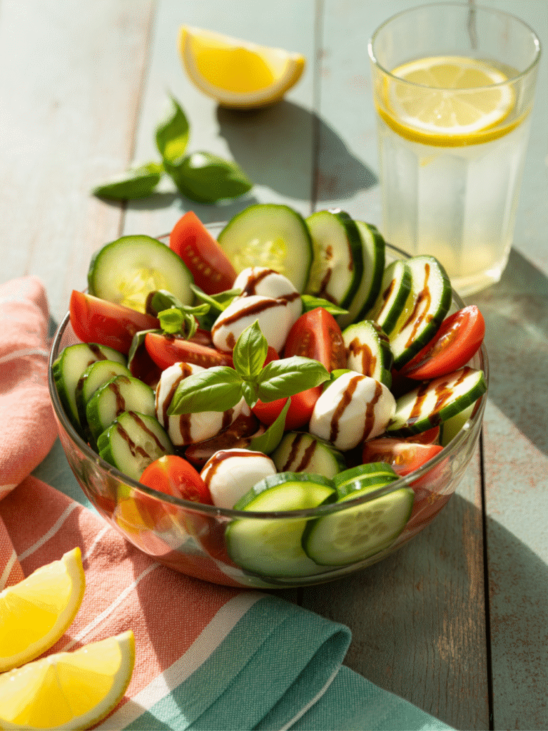 Easy Cucumber Caprese Salad Recipe