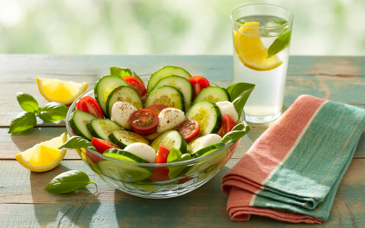Easy Cucumber Caprese Salad