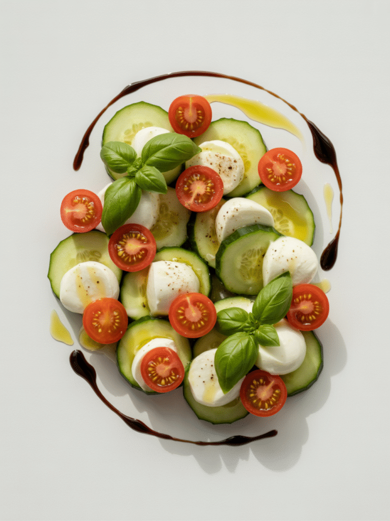 Fresh Ingredients Cucumber Caprese Salad