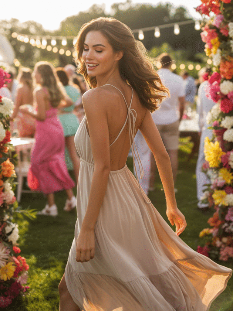 Beige Backless Maxi Dress