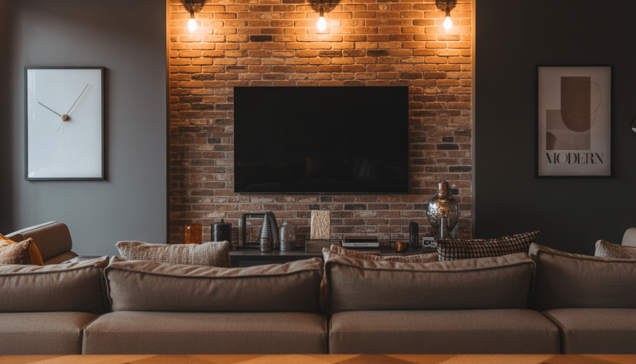 Living Room TV Wall Industrial