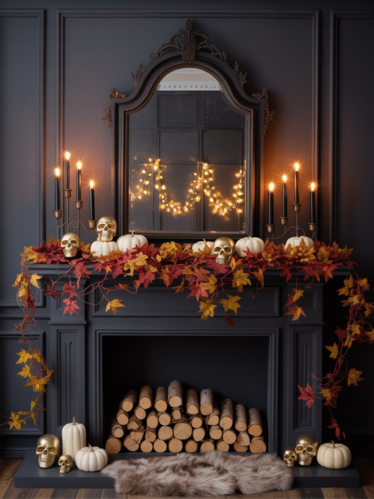 Fireplace Mantel Halloween Decor Ideas
