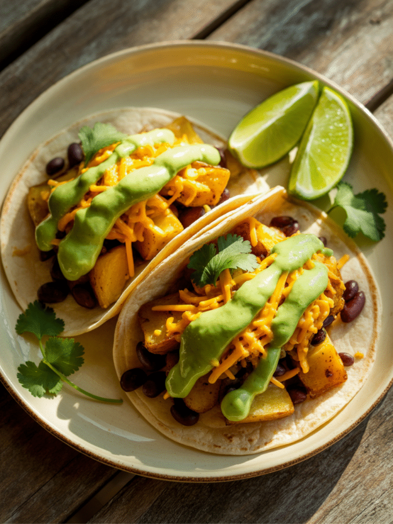 Loaded Potato and Black Bean Tacos