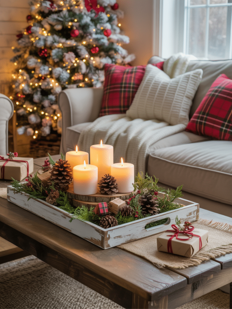 Farmhouse and Rustic Christmas Coffee Table Inspiration