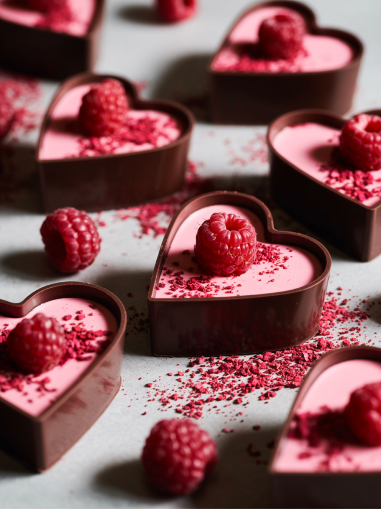 Healthy Valentines Day Desserts: Raspberry Chocolate Heart Cups