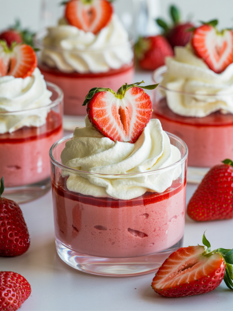 Healthy Valentines Day Desserts: Strawberry Mousse with Whipped Cream