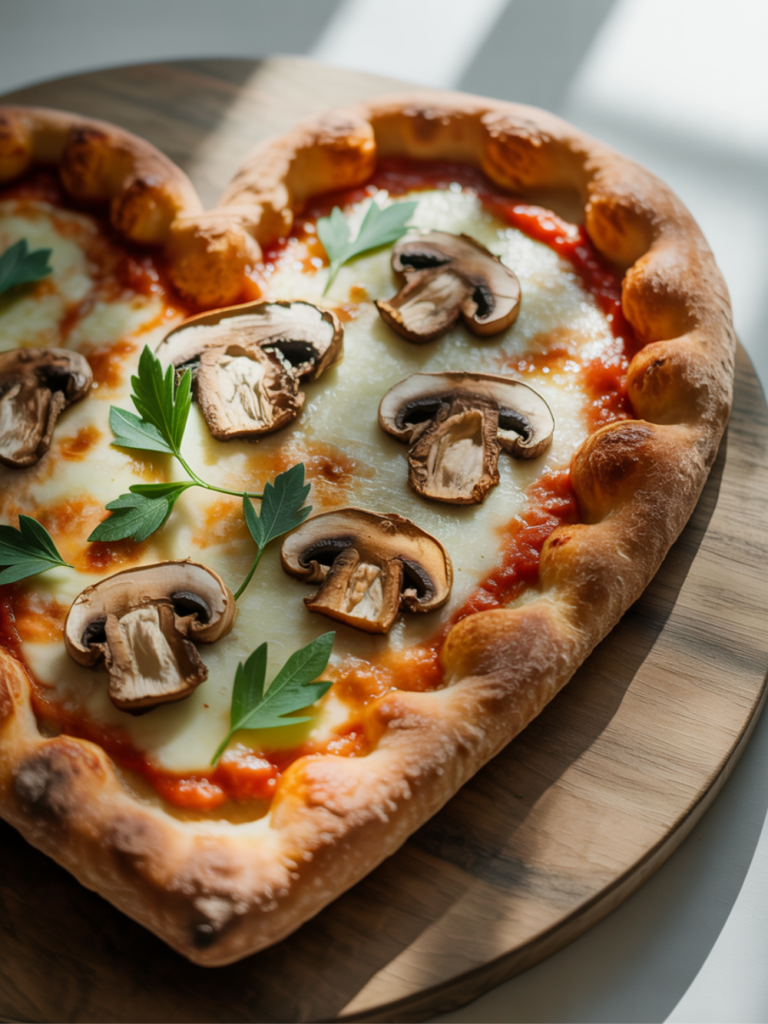Valentine's Day Pizza With Mushrooms (Low-Calorie)