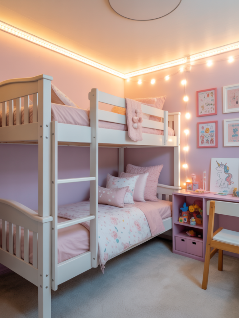 Functional and Playful Girls’ Bunk Bedroom
