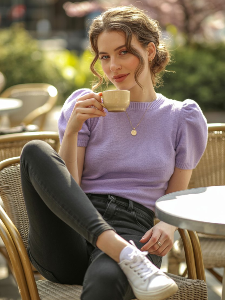 Effortless Black Jeans Spring Outfit with Pastels