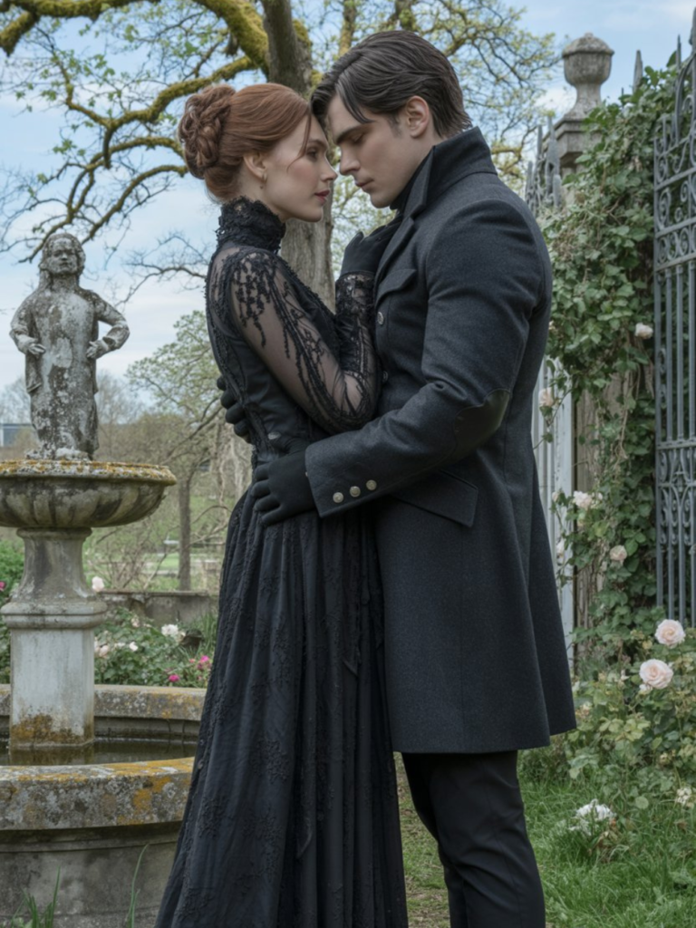 Dark Romance Couple Outfits for Spring: Vintage Gothic Romance with Victorian Influence
