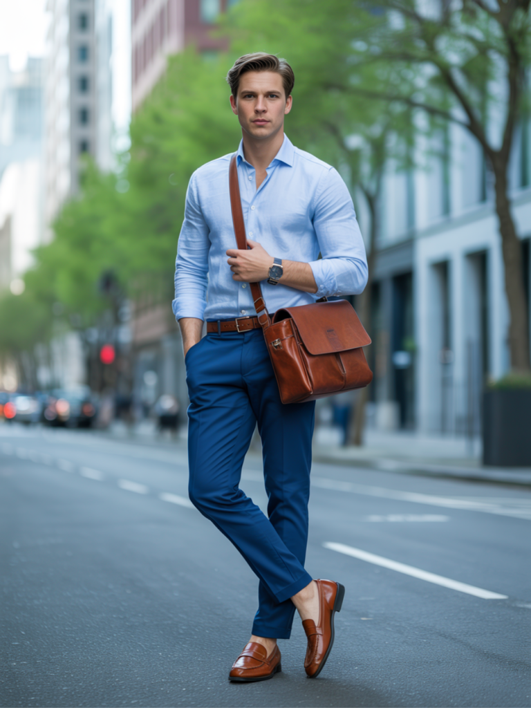 Light Blue Shirt with Linen Pants for Spring