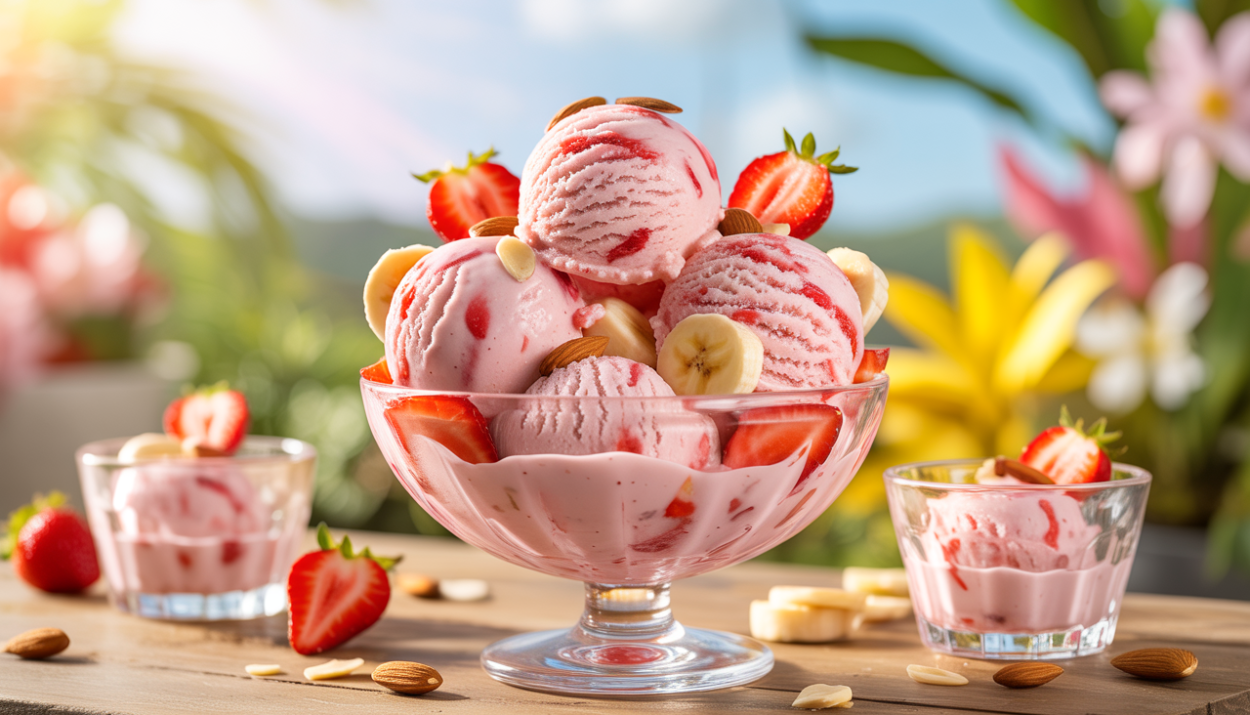 Strawberry Banana Almond Milk Ice Cream
