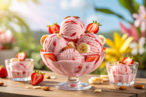 Strawberry Banana Almond Milk Ice Cream