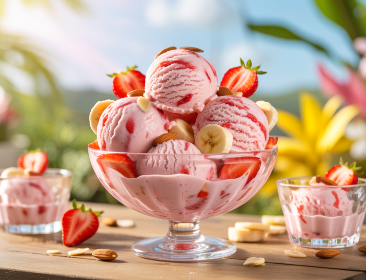 Strawberry Banana Almond Milk Ice Cream