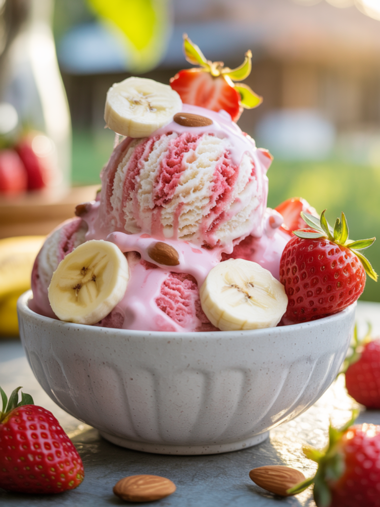 Strawberry Banana Almond Milk Ice Cream Recipe