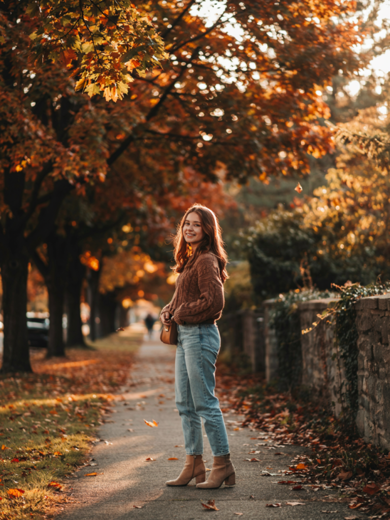 Brown Sweater and Jeans Outfit