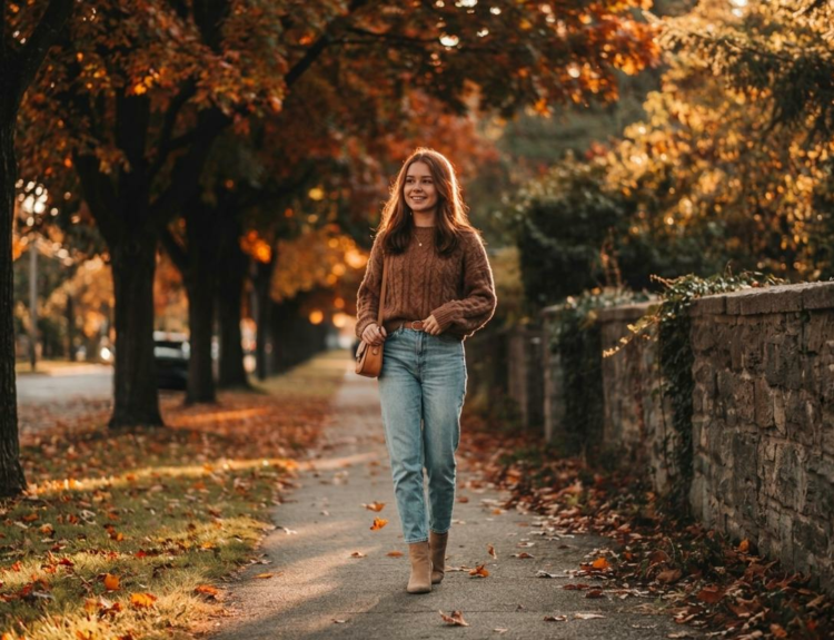 fall sweater and jeans outfits